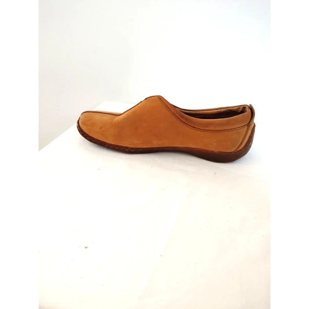 Born Shoes Women 8.5M Tan Nubuck Leather Comfort Slip On Split Toe Clogs Loafers